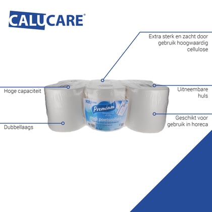 CaluCare Premium poetsrollen midi 2-lgs cellulose 6x160mtr