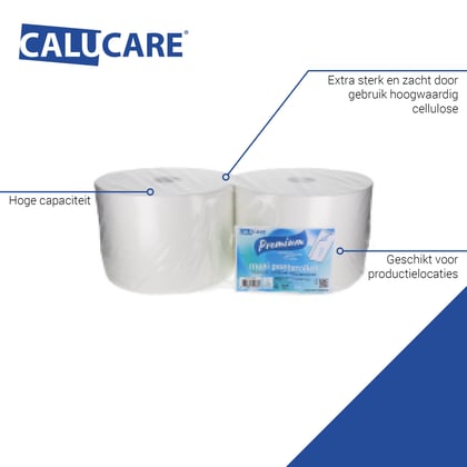CaluCare Premium maxi poetsrollen 1-lgs cellulose 2x1000mtr