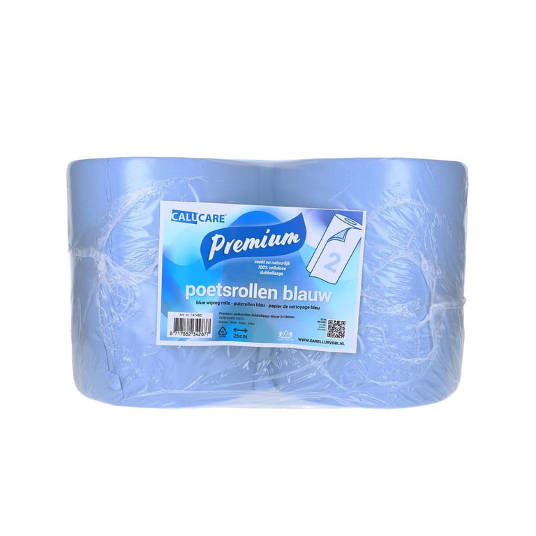 CaluCare Premium poetsrollen 2-lgs blauw
