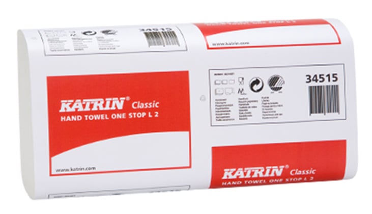 Katrin handdoek 2lgs wit recycle W-vouw 23,5x34cm 2310st