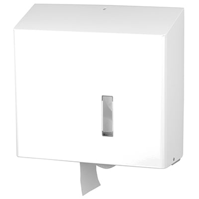 Santral toiletpapierdispenser voor 4 standaard rollen gepoedercoat RVS wit