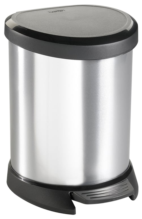 Decobin pedaalemmer 5ltr half rond zilver zwart