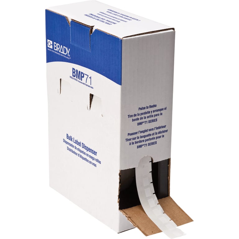 Brady zelflaminerende vinyl wikkellabels wit 2500st 19,05mmx 25,40mm