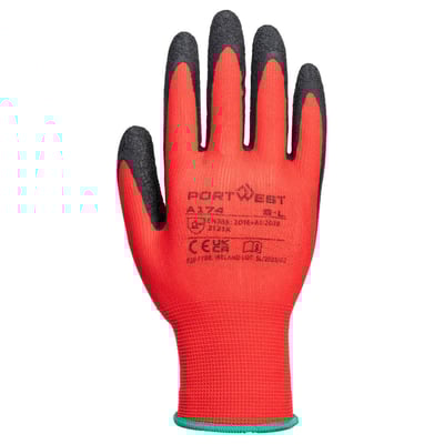 Portwest flex grip latex handschoen rood/zwart maat S