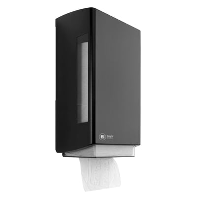 BlackSatino dispenser voor gevouwen toiletpapier kunststof mat zwart