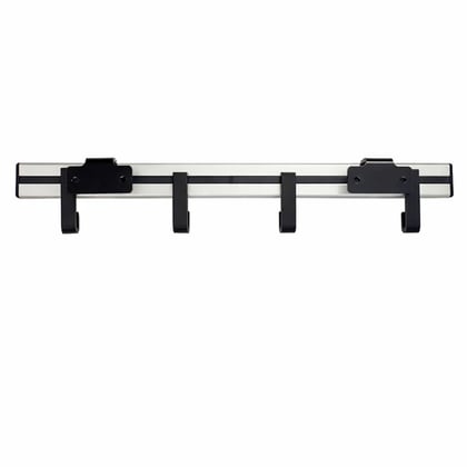 Wandgarderobe met 4 haken grijs zwart 