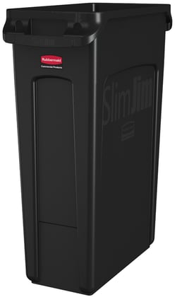Rubbermaid Slim Jim met luchtsleuven container zwart 87ltr