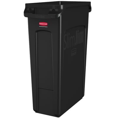 Rubbermaid Slim Jim met luchtsleuven container zwart 87ltr