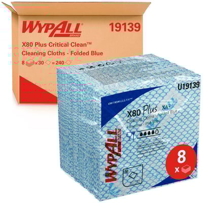 Wypall X80 plus sopdoeken 1/4 gevouwen blauw 8x30 stuks