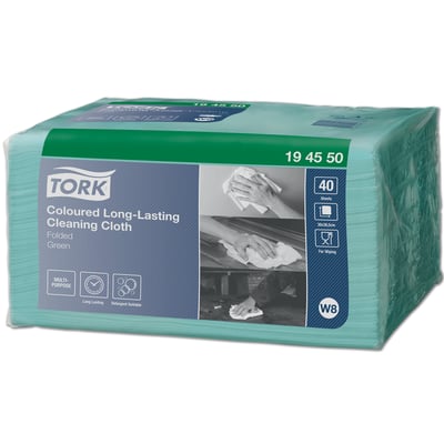 Tork long lasting gevouwen reinigingsdoek W8 38,5x30cm groen 40st