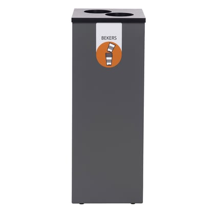 Lune Paxa afvalscheidingsbak large antraciet 65ltr met oranje ring 