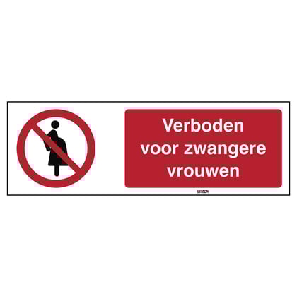 Brady bordje ''verboden voor zwangere vrouwen'' polypropyleen 297x105mm