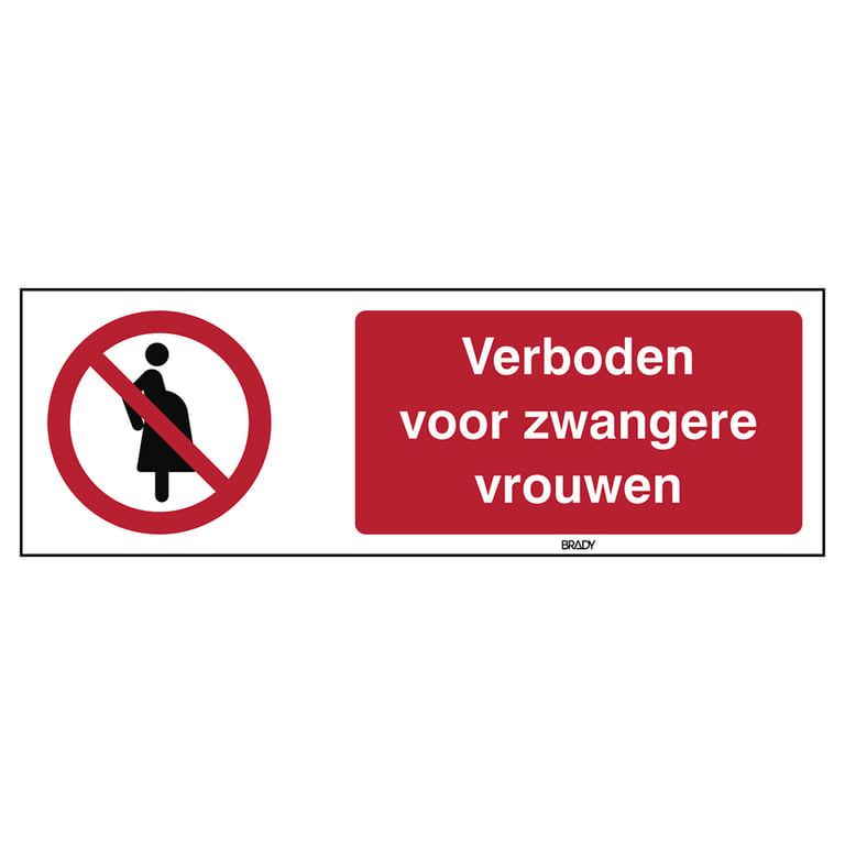 Brady bordje ''verboden voor zwangere vrouwen'' polypropyleen 297x105mm