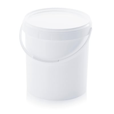 Emmer rond met deksel wit 20ltr 