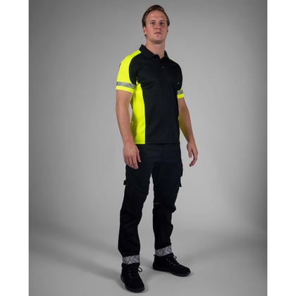 Tricorp Redefined reflective poloshirt zwart geel maat XS