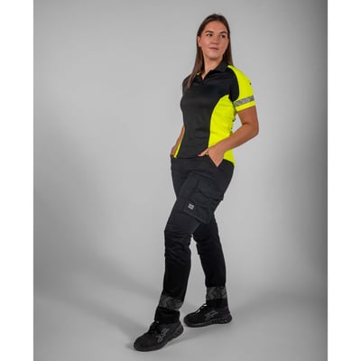 Tricorp Redefined Reflective dames poloshirt zwart geel maat XS