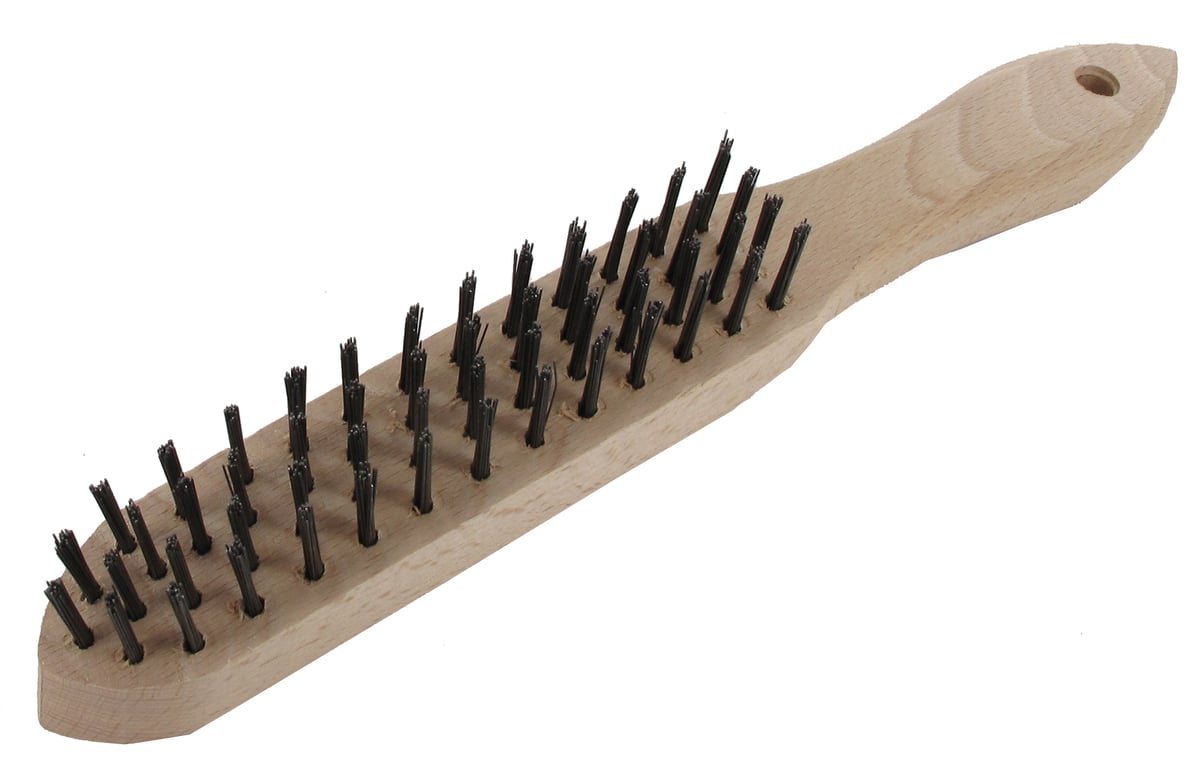 Staaldraadborstel met houten handvat