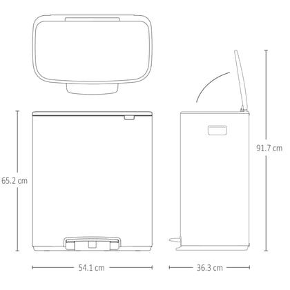 Brabantia Bo pedaalemmer 60ltr matt black met voetbediening 