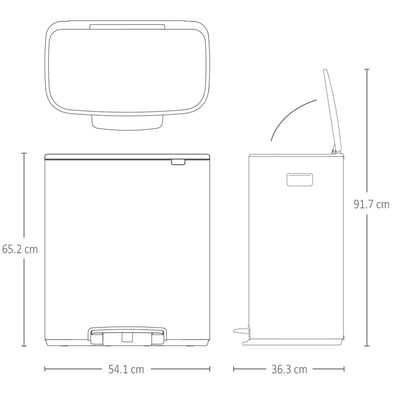 Brabantia Bo pedaalemmer 60ltr matt black met voetbediening