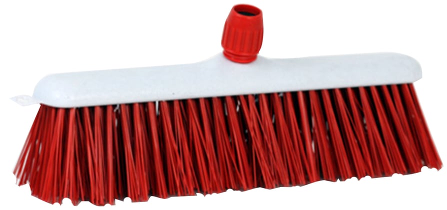Straatbezem kunstvezel rood 30cm