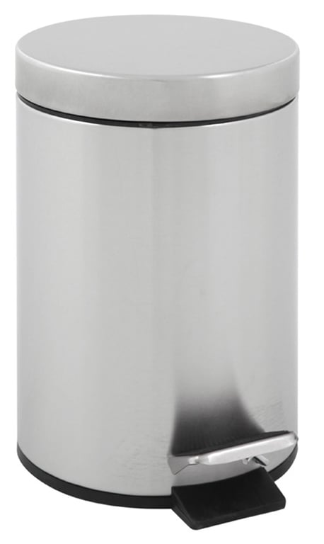 Pedaalemmer 5 liter mat RVS rond met kunststof binnenemmer
