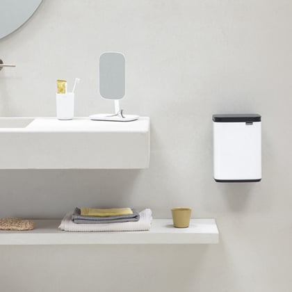 Brabantia Bo afvalemmer wit met zwart deksel 4ltr