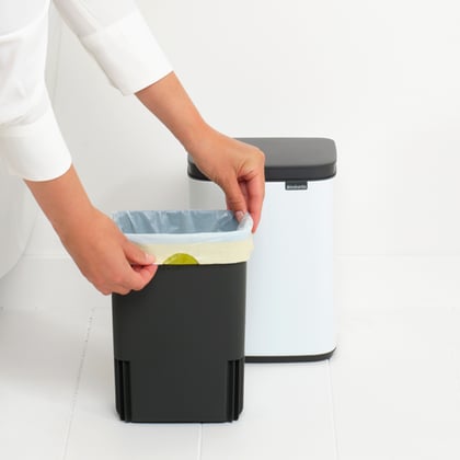 Brabantia Bo afvalemmer wit met zwart deksel 4ltr