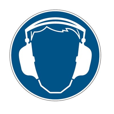 Brady sign "gehoorbescherming verplicht" wit op blauw 100mm
