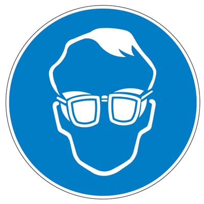 Brady bordje "dragen van bril met  zijschilden verplicht" wit op blauw 100mm