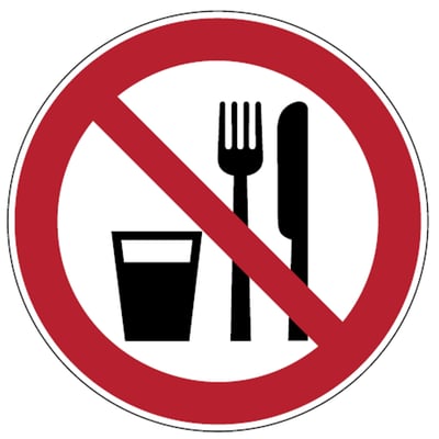 Brady bordje "Eten en drinken verboden" polypropyleen diameter 100mm