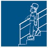 Brady sticker 'trapleuning omlaag vasthouden' 200mmx200mm 