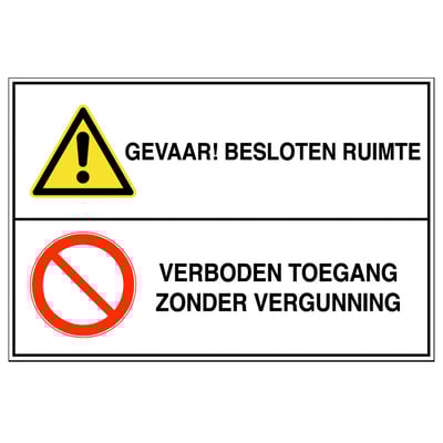 Brady bordje "besloten ruimte-verboden zonder vergunning" 148x297mm