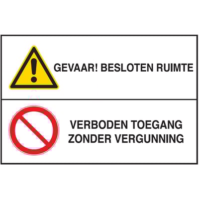 Brady bordje "besloten ruimte-verboden zonder vergunning" 300x450mm