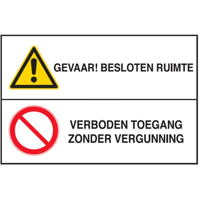 Brady bordje "besloten ruimte-verboden zonder vergunning'' 300x450mm