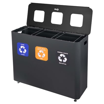 CaluBin recyclingstation 3x 60ltr zwart 