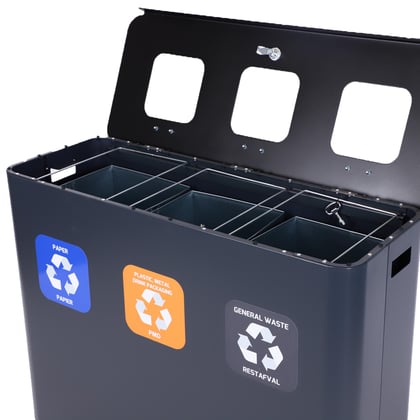 CaluBin recyclingstation 3x 60ltr zwart 