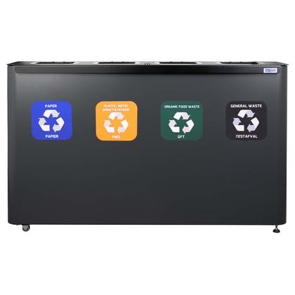 CaluBin recyclingstation 4x 60ltr zwart 