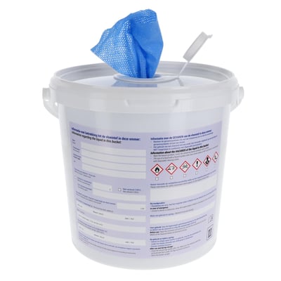 CaluClean Industry disposable poetsdoeken V250 Viscoclean 150 vel in dispenser emmer