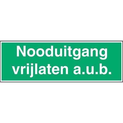 Brady sticker "Nooduitgang vrijlaten a.u.b." 450x150mm