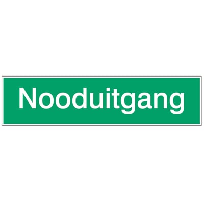 Brady sticker "Nooduitgang" gelamineerd polyester 150x450mm wit op groen