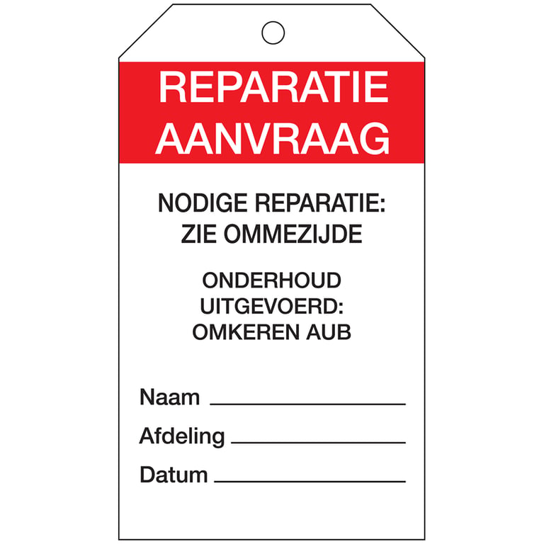 Brady Tags voor onderhoud en reparatie 10st