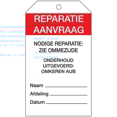 Brady Tags voor onderhoud en reparatie 10st 