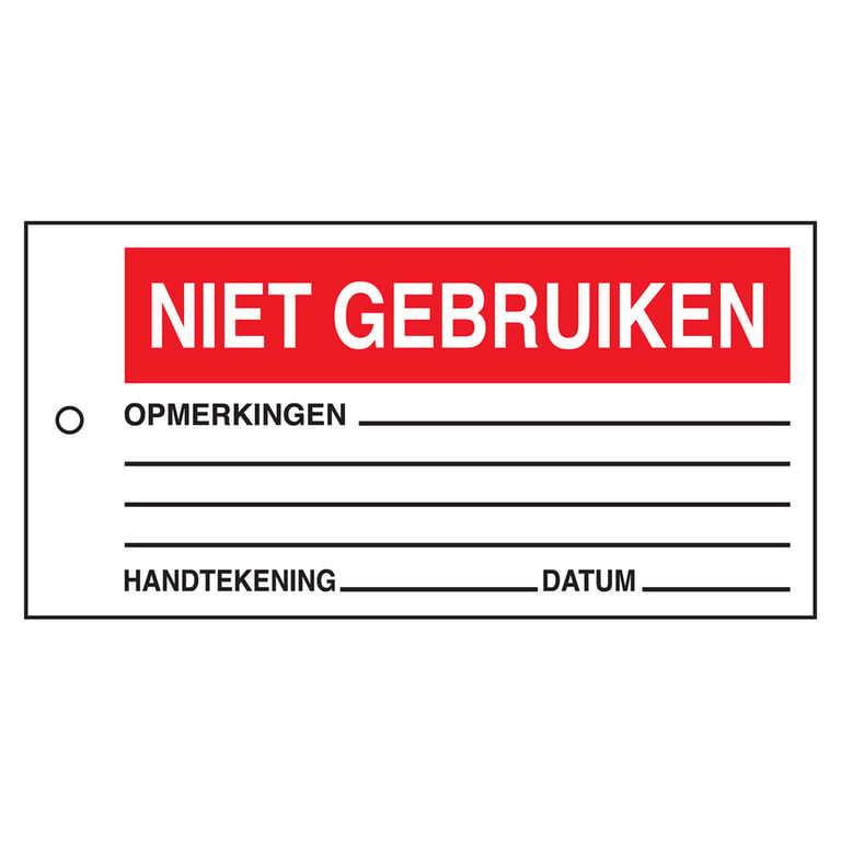 Brady "niet gebruiken" werkorderlabel 75x150mm 10st