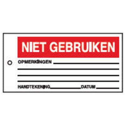 Brady "niet gebruiken" werkorderlabel 75x150mm 10st