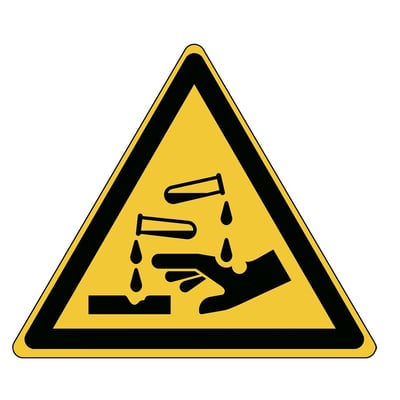 Brady sign "waarschuwing bijtende stoffen" 315x273mm zwart op geel