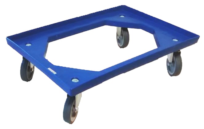 Industriële transportroller euronorm PP 600x400mm met 4 rubberen zwenkwielen