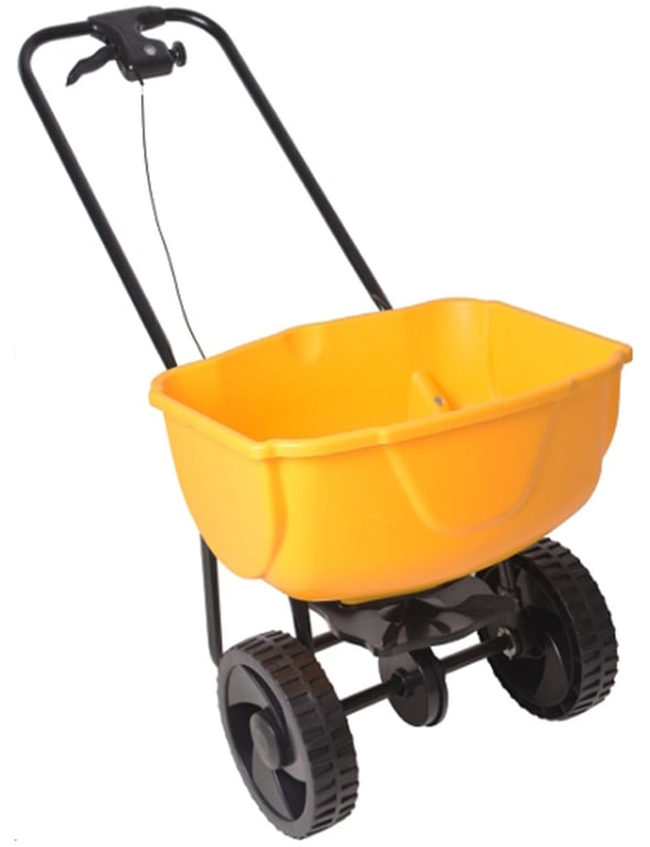 Strooiwagen handbediend geel 35ltr