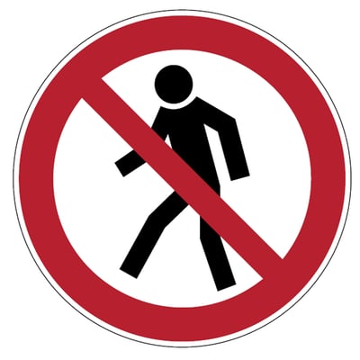 Brady sticker "verboden voor voetgangers" gelamineerd polyester diameter 200mm