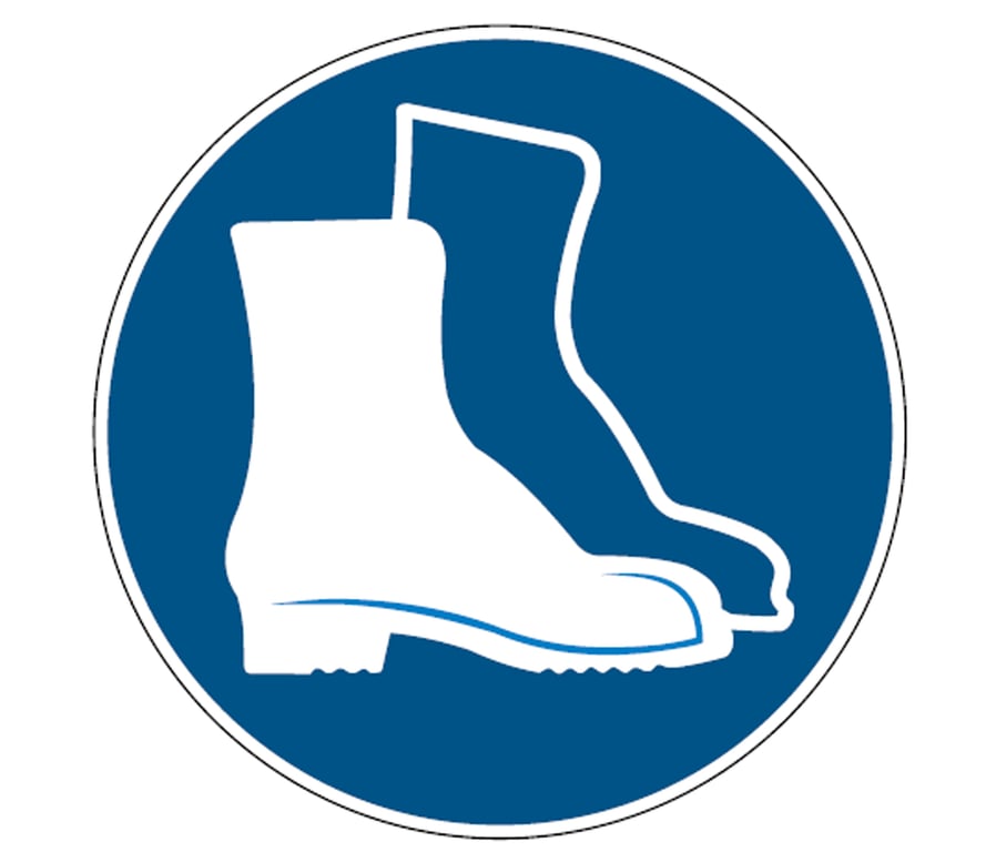 Brady sign "veiligheidsschoenen verplicht" 100mm wit op blauw