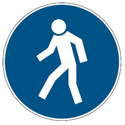 Brady bordje "verplichte doorgang voetgangers" wit op blauw 200mm